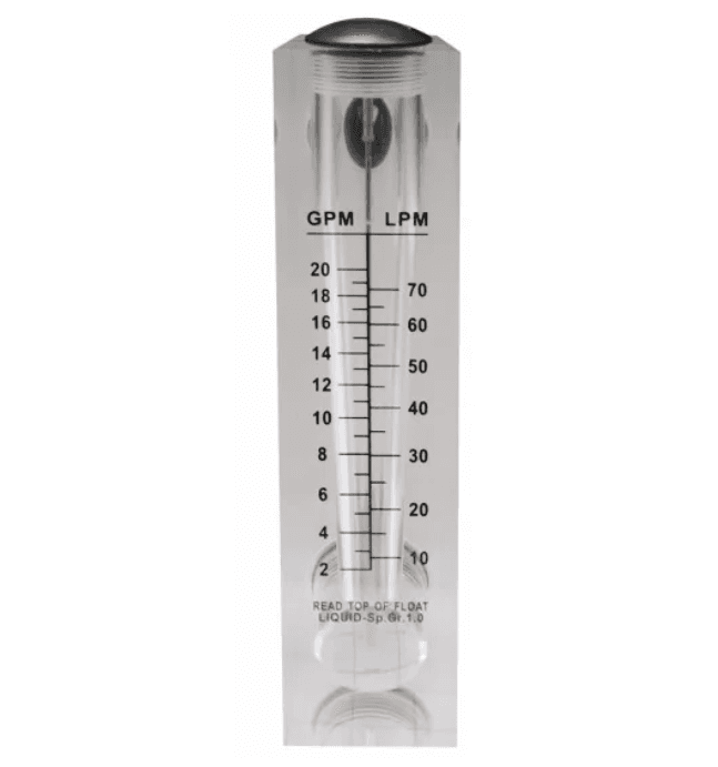 Medidor de flujo KI, Indicador mecánico vertical, para panel, 20 GPM, 1″.