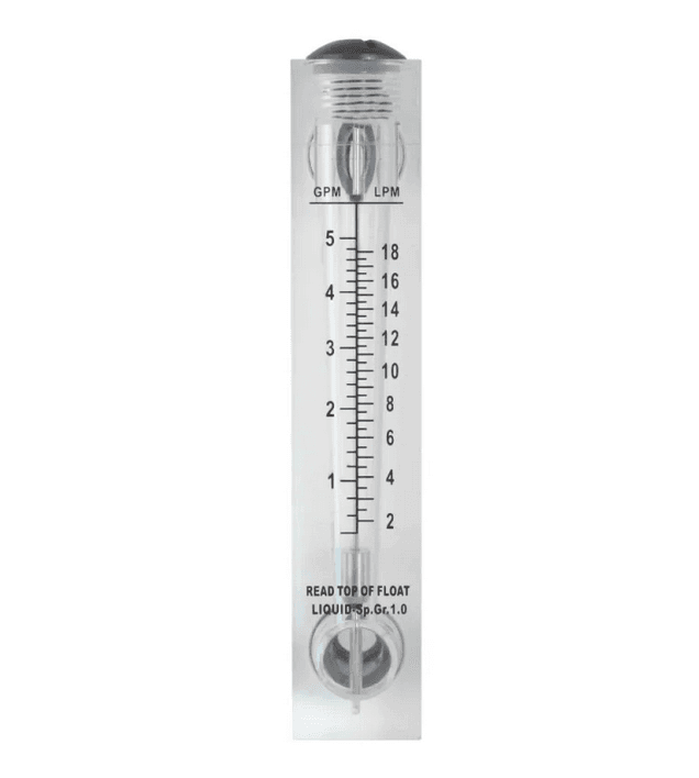 Medidor de flujo KI, Indicador mecánico vertical, para panel, 5 GPM, 1/2″.