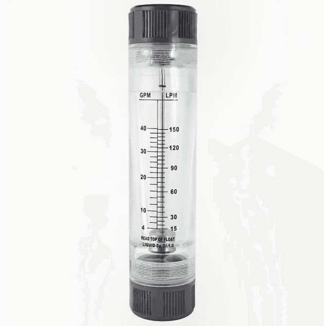 Medidor de flujo KI, Indicador mecánico vertical, en línea, 40 GPM, 1.5″.