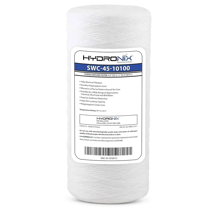 Filtro cartucho Hydronix, polipropileno hilado, 4.5×10″, desde 1 hasta 100 micras.